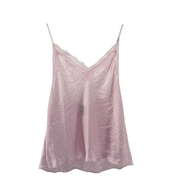 Victoria’s Secret Pink Brown Polka Dot Lace Trim V-Neck Satin Cami Large, NWT - Picture 1 of 13